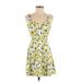 Divided by H&M Casual Dress - A-Line: Yellow Print Dresses - Women's Size 4