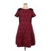 Teri Jon by Rickie Freeman Casual Dress - Mini Crew Neck Short sleeves: Burgundy Color Block Dresses - Women's Size 16