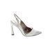 Adrianna Papell Heels: Slingback Chunky Heel Cocktail Party Ivory Solid Shoes - Women's Size 7 - Pointed Toe