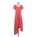 Eileen Fisher Casual Dress - Midi V-Neck Short sleeves: Red Solid Dresses - Women's Size X-Small