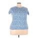 Croft & Barrow Short Sleeve T-Shirt: Blue Tops - Women's Size 2X-Large - Print Wash