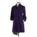 Coldwater Creek Casual Dress - Shirtdress Collared 3/4 sleeves: Purple Print Dresses - Women's Size Small