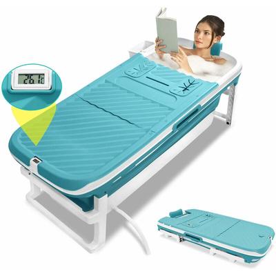 YARDIN Faltbare Badewanne Erwachsene Mobile badewanne Foldable Bathtub mit Abdeckung Thermometer Image