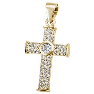 Ketten-Anhänger FIRETTI "Schmuck Geschenk Silber 925 Halsschmuck Anhänger Kreuz", gold (gelbgoldfarben, kristallweiß, kristallweiß), Schmuckanhänger, Damen, Silber 925 (Sterlingsilber), 1,6 g, mit Zirkonia (synth.) Image