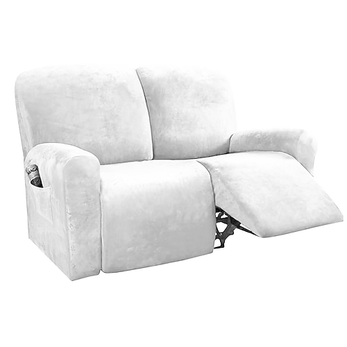 Sofabezug für Relaxsessel, 1 Set mit 6 Stück, Mikrofaser-Stretch, hochelastisch, burgunderrot, hochwertiger Sofabezug aus Samt, Sofabezug für 2 Sitzer, Kissen, Relaxsofa Image