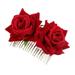 FeiraDeVaidade 1Pcs Romantic Fancy Double Silk Artificial Rose Flower Hair Comb Hair Clip Wedding Bridal Headpiece