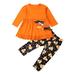 Jxzom 1-5T Toddler Baby Girl Halloween Outfit Costumes Ruffle Bows T-Shirt Dress Polka Dots Pants Leggings Fall Clothes Set