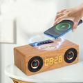 Oneshit Bluetooth Audio Clearance Sale Wireless Charging Wooden Retro Alarm Clock Bluetooth Speaker Wireless Charging 10W Mobile Phone Computer Audio