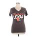 NFL Short Sleeve T-Shirt: Brown Print Tops - Women's Size X-Large