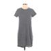 J.Crew Factory Store Casual Dress - Mini High Neck Short sleeves: Gray Print Dresses - Women's Size Small