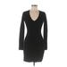 Rag & Bone Casual Dress - Mini V Neck Long sleeves: Black Print Dresses - Women's Size Medium