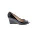 Jimmy Choo Wedges: Black Print Shoes - Women's Size 38.5 - Peep Toe