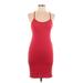 Boohoo Casual Dress - Bodycon Scoop Neck Sleeveless: Red Print Dresses - New - Women's Size 10