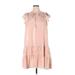 Knox Rose Casual Dress - DropWaist High Neck Short sleeves: Pink Solid Dresses - Women's Size X-Large