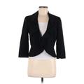 Ann Taylor Blazer Jacket: Short Black Print Jackets & Outerwear - Women's Size 6