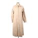 prologue Casual Dress - Shirtdress Collared 3/4 sleeves: Tan Print Dresses - Women's Size Medium