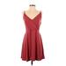 Mossimo Supply Co. Casual Dress - Mini V-Neck Sleeveless: Burgundy Solid Dresses - Women's Size Small