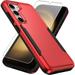 Heavy Duty Phone Case Designed for Samsung Galaxy A35 Case with 1Pc Tempered Glass Screen Protector Shockproof Dropproof Anti-Scratch Phone Case Cover for Samsung Galaxy A35 Red