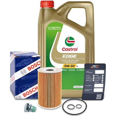 Bosch Ölfilter+Schraube+5 L Castrol 5W-30 LL [Hersteller-Nr. 10492095] für Skoda, Audi, VW, Seat