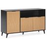 Buffet Denis 3 portes 1 trou, couleur Noir/Bois