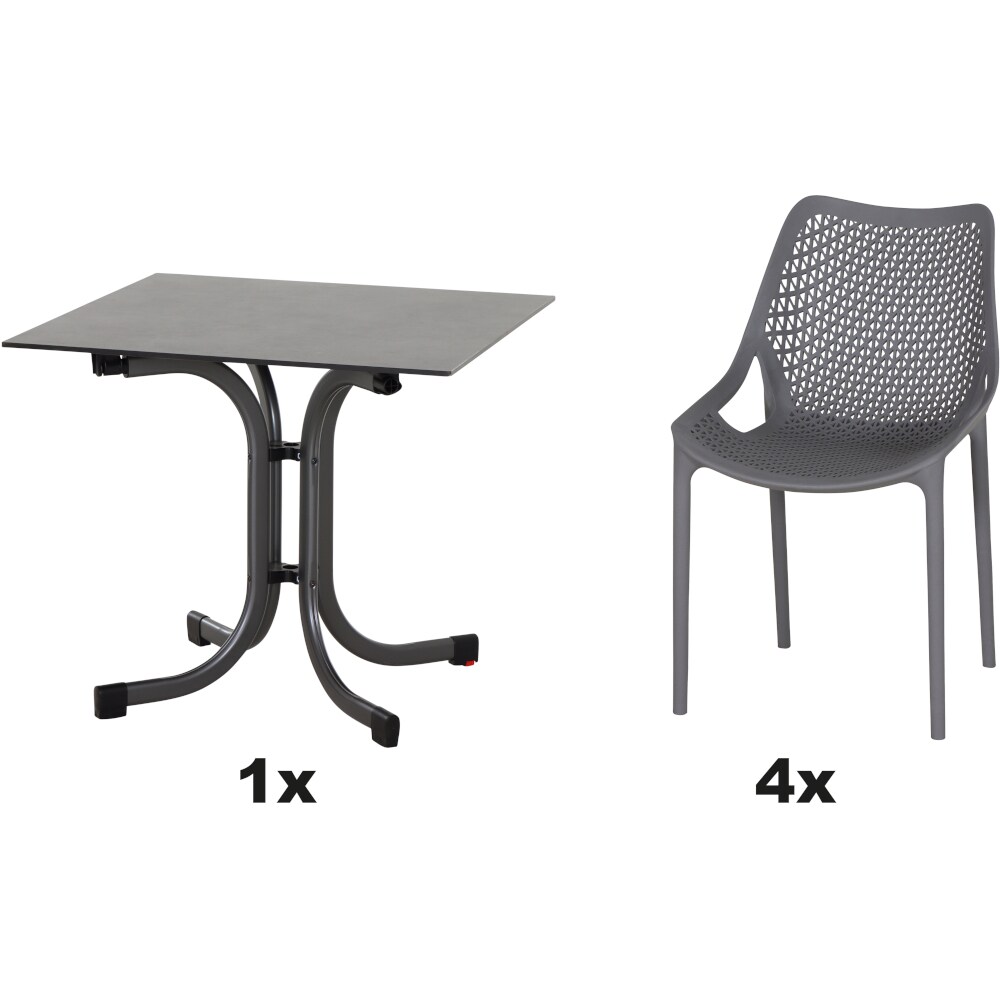 SIENA GARDEN Urban Lights Set 5teilig District gastrotauglich grau mit Tisch Sola 80x80 Image