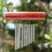 Early Morning Song in Red,'Red Bamboo Wind Chime with Nine Aluminum Pipes from Bali'