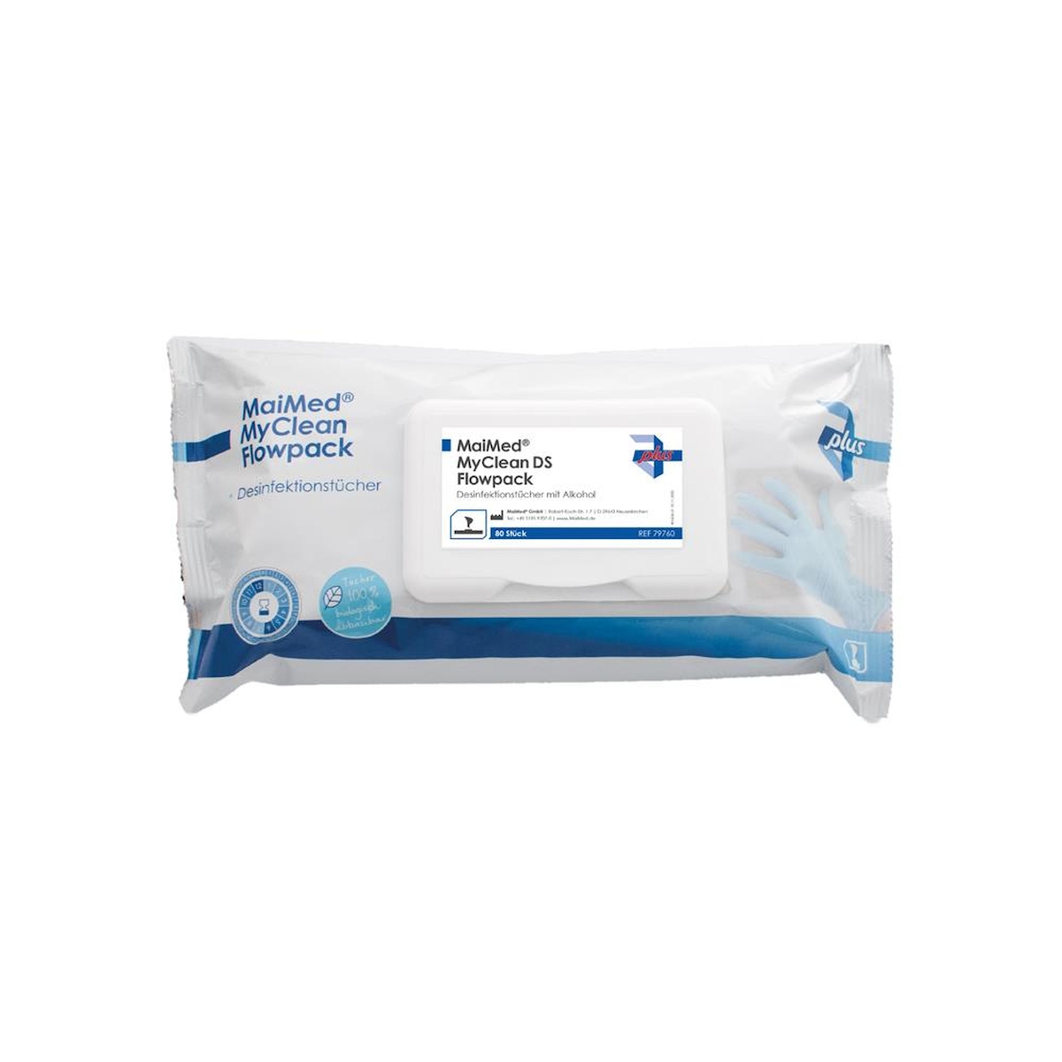MaiMed MyClean DS Flowpack - 12 x 80 Desinfektionstücher Image
