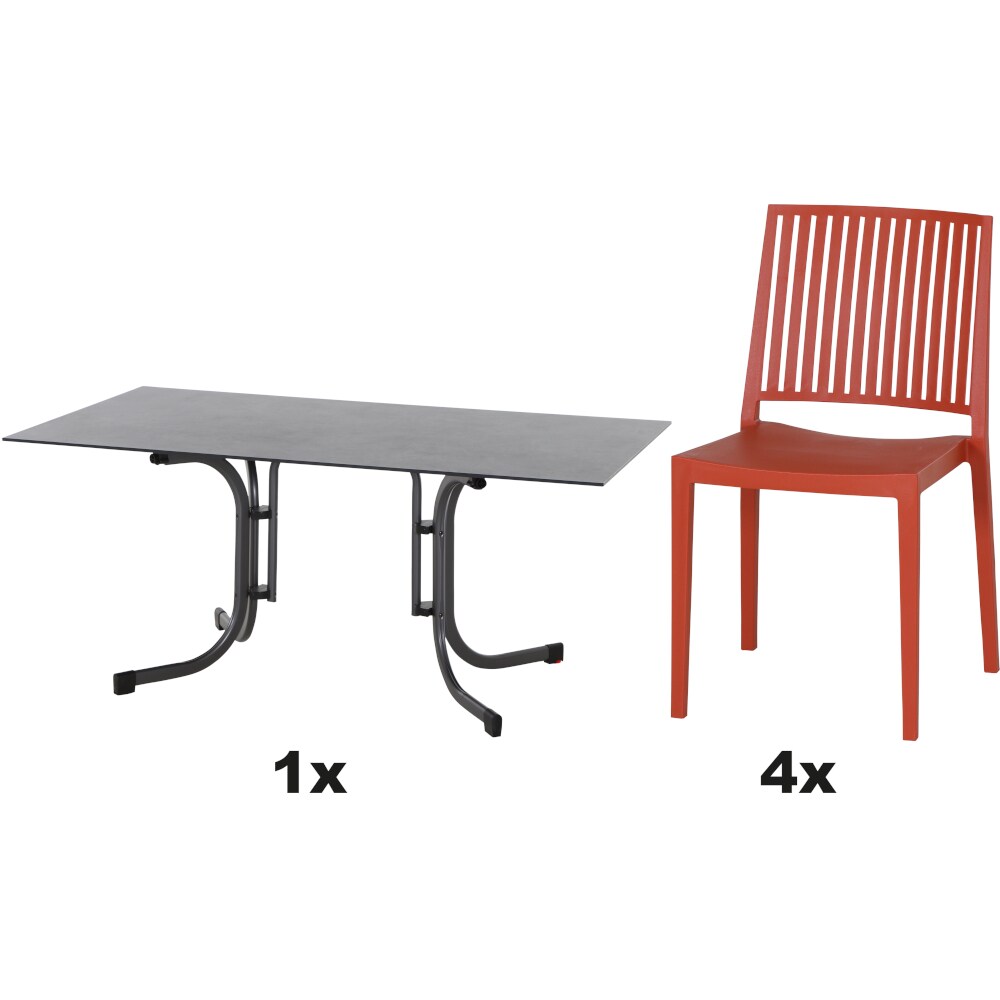 SIENA GARDEN Urban Lights Set 5teilig Lane Stuhl gastrotauglich brick mit Tisch Sola 160x90 Image