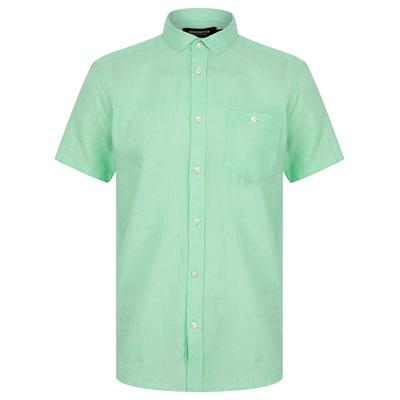 Shirts Portree Gingham Check Short Sleeve Cotton Linen Blend Shirt in Spearmint - Kensington Eastside / M - Tokyo Laundry