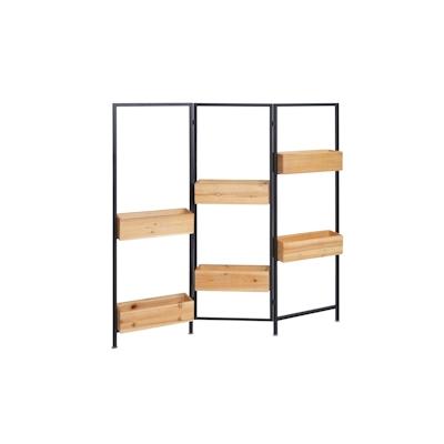 Mendler Raumteiler mit Pflanzkasten HWC-L32, Blumenkasten Raumtrenner, Holz-Stahl 116x118cm ~ Gestell schwarz, naturfarben Image
