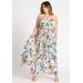 Plus Size Women's Halter Neck Ruffle Maxi Dress by ELOQUII in Mosaic Botanic (Size 22)
