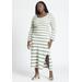 Plus Size Women's Striped Sweater Dress With Tie Back by ELOQUII in Green Bay Stripe (Size 18/20)