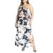 Plus Size Women's Printed Satin Bias Dress by ELOQUII in Tapestry Floral (Size 28)