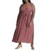 Plus Size Women's Ruffle Strap Maxi Dress by ELOQUII in Antique Burgundy (Size 30)