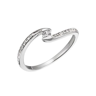 Fingerring FIRETTI "Schmuck Geschenk Silber 925 Silberring Ring Welle glitzernd" Gr. 58, silber (silberfarben, kristallw