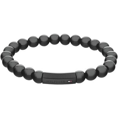 Armband TOMMY HILFIGER "SS24 BEADS, 2790581, 2790582", schwarz (schwarz, schwarz), Armbänder, Herren, Edelstahl, mit Ony