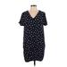 Madewell Casual Dress - Mini V Neck Short sleeves: Blue Polka Dots Dresses - Women's Size Large