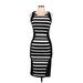 B Famous #USA Casual Dress - Bodycon Scoop Neck Sleeveless: Black Stripes Dresses - Women's Size Medium