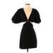 A.L.C. Cocktail Dress - Mini Plunge Short Sleeve: Black Solid Dresses - New - Women's Size 0
