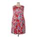 Ellos Casual Dress - A-Line Scoop Neck Sleeveless: Red Floral Dresses - Women's Size 22