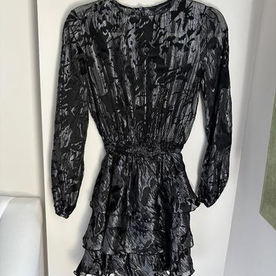 Zara Dresses | Zara Black Metallic Party Dress - Ruffled Skirt Mini Dress, Party Dress | Color: Black/Silver | Size: S