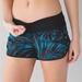 Lululemon Athletica Shorts | Lulu Lemon Athletica Speed Short 2.5” Palm Lace Tofino Teal Multi / Black Size 4 | Color: Black/Red | Size: 4