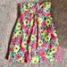Lilly Pulitzer Dresses | Lilly Pulitzer Babydoll Floral Strapless Dress Sz 0 | Color: Pink/Yellow | Size: 0