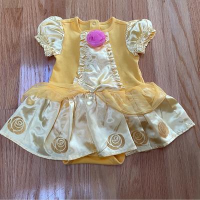 Disney One Pieces | Disney Belle Yellow And Rose Pink Flowers Costume Bodysuit. Size 12-18 Months. | Color: Gold/Yellow | Size: 12-18mb