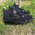 Nike Shoes | Nike Air Jordan 4 Classic Sports Basketball Shoes Pure Black Cement | Color: Black | Size: Various