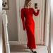 Zara Dresses | Last One Zara Red A-Line Maxi Dress Flared Long Sleeves Adjustable Back S Nwt | Color: Red | Size: S