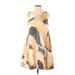 Rachel Zoe Casual Dress - Mini Scoop Neck Sleeveless: Yellow Print Dresses - Women's Size X-Small