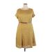 Sharagano Casual Dress - Mini Crew Neck Short sleeves: Yellow Print Dresses - Women's Size 20