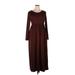 DB Moon Casual Dress - Midi: Burgundy Print Dresses - Women's Size X-Large