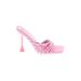 Zara Mule/Clog: Slide Stilleto Feminine Pink Print Shoes - Women's Size 38 - Open Toe